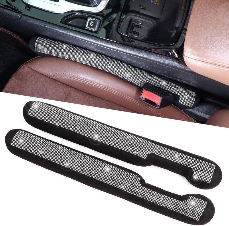 ToBeQueen Bling Car Seat Gap Filler Universal Fit for Car SUV Truck, Set of 2 Handmade Crystal Diamond Rhinestone Seat Gap Blocker Bling Car Accessories for Women(Silver) - Image 1